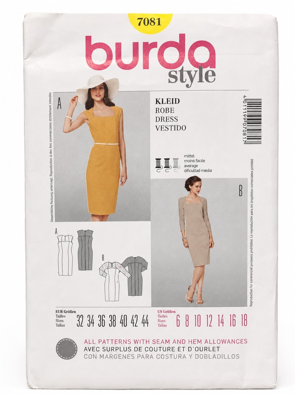 Burda Style 7081 Fitted Dress Sewing Pattern Sizes 6 18 Uncut